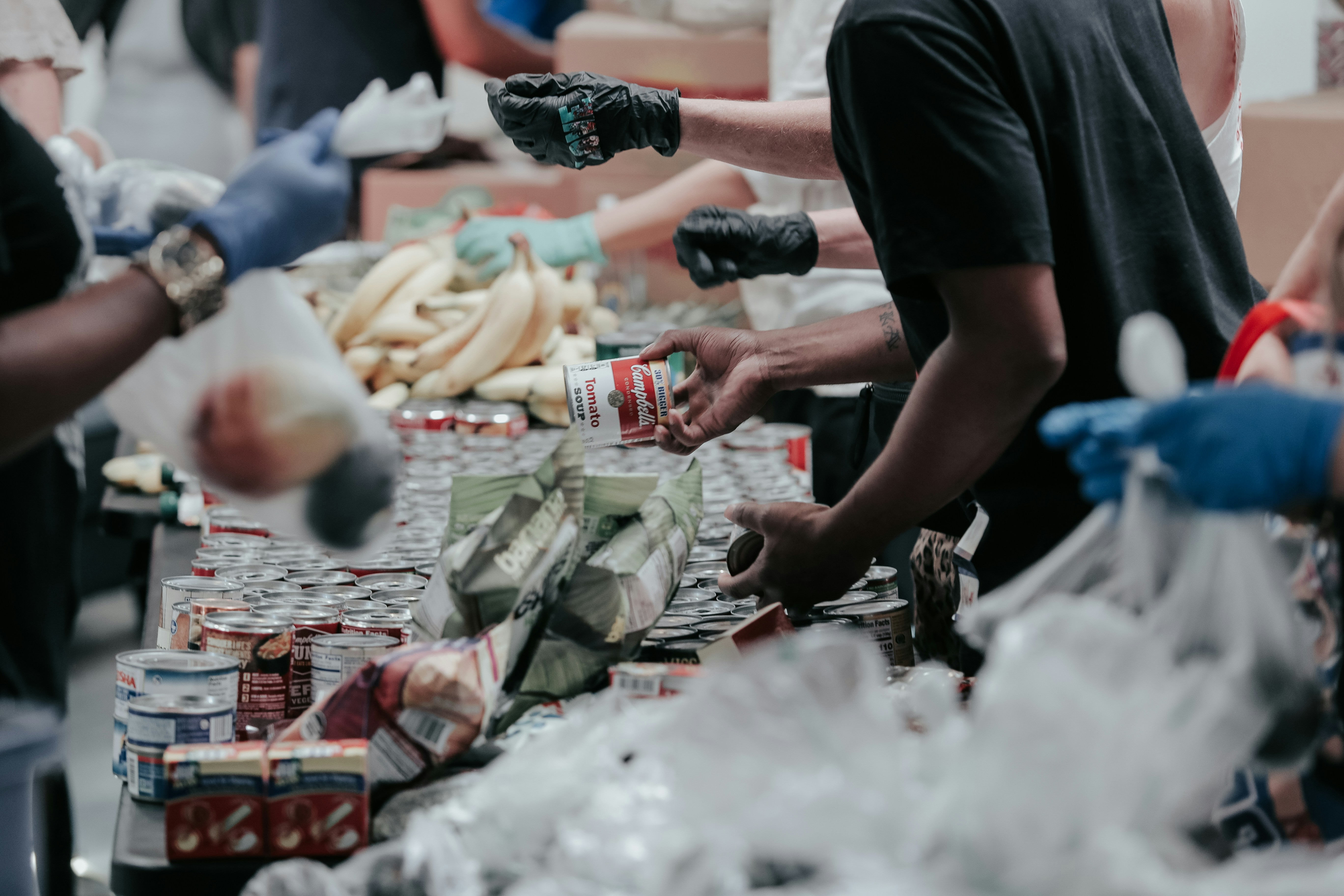 Volunteers working together in community outreach